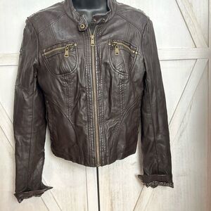Guess Dark Brown Leather Jacket